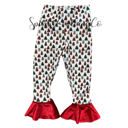 Christmas Tree bell bottom ruffle pants